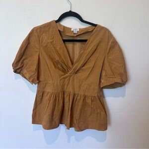 Sundance Anna Peplum Tan Women's Top Size Medium Boho Summer Feminine Girly